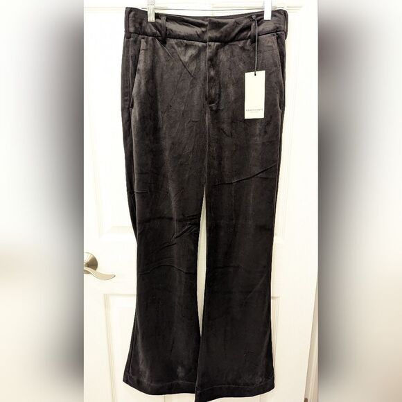 NWT Scotch & Soda Velvet High-Rise BB black Wide leg Flared Trousers size 29x32